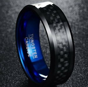 Blue Plated Tungsten Carbide Ring Beveled Edge - Size #9